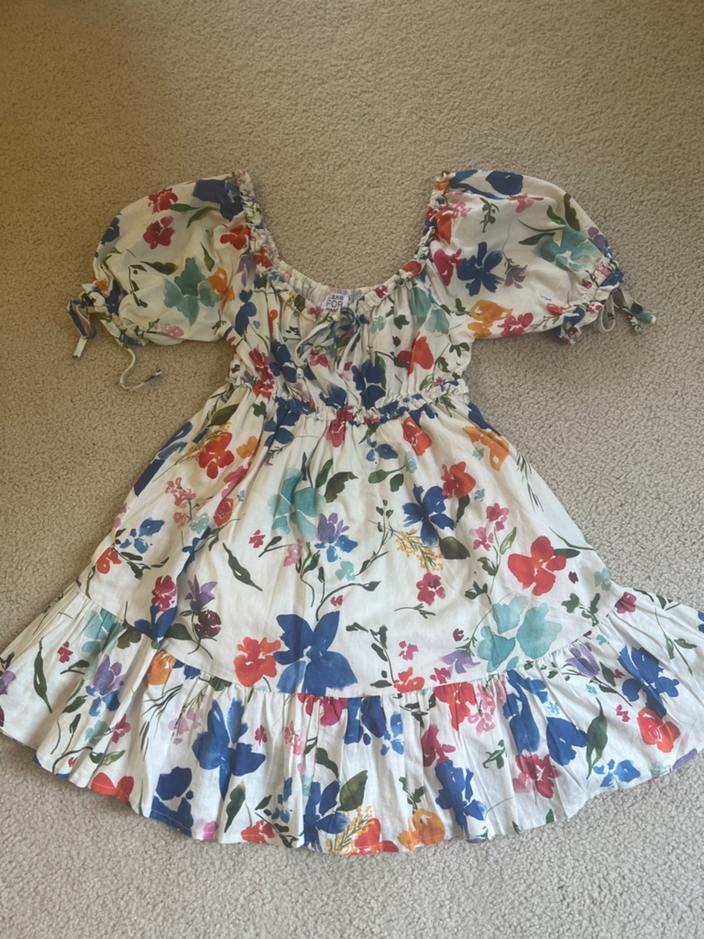 Girls Cake for Dinner Floral Puff-Sleeve Dress - size XS